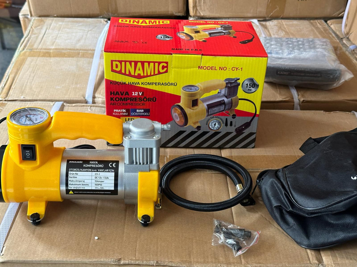 OTO - ARAÇ HAVA KOMPRESÖRÜ KAMYON - OTOBÜS - DC/12V-13.5V - 15Amp - 150PSI - BAR GÖSTERGE - LED AYDINLATMA CY-1  (4887)