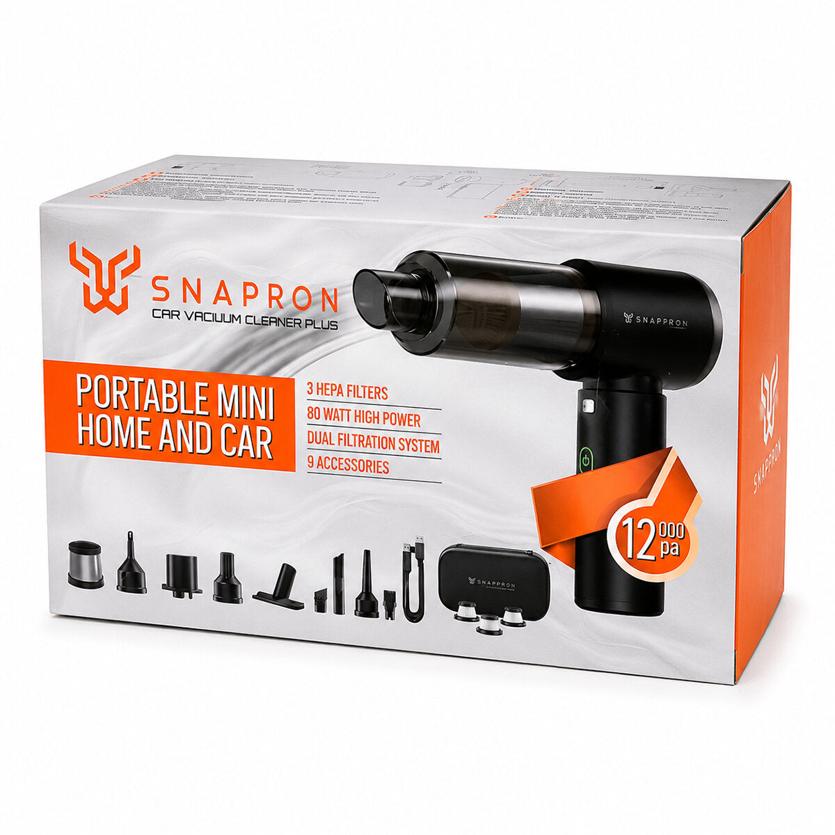 OTO ARAÇ - 2IN1 ŞARJLI 80W - 12000PA 9 BAŞLIK - 3 FİLTRE EL TİPİ BASINÇLI HAVA ÜFLEME - ARAÇ SÜPÜRGE MAKİNESİ TAŞIMA ÇANTALI SNV-3002 (4887)