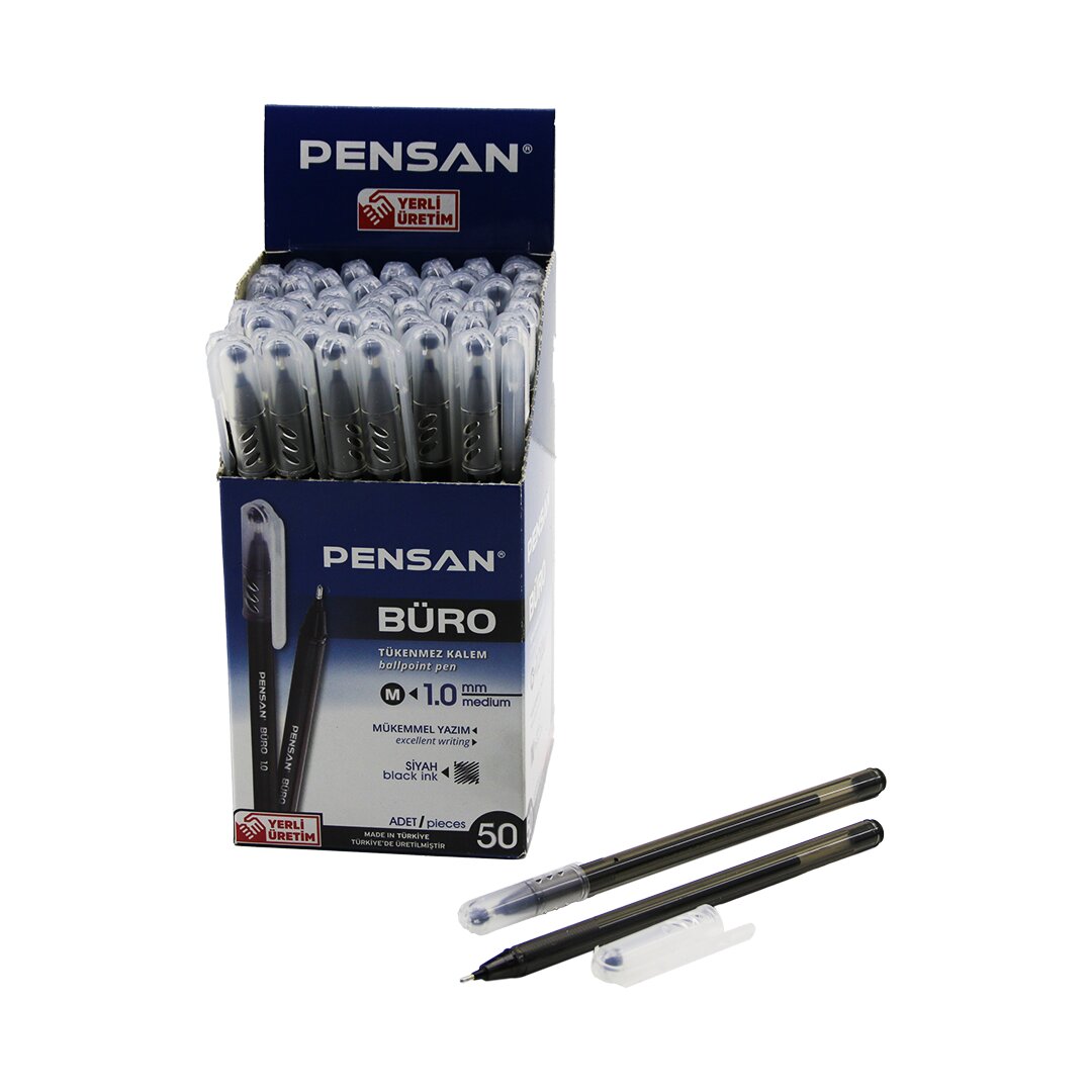 50 ADET PENSAN BÜRO SİYAH TÜKENMEZ KALEM M-MEDİUM - 1.0MM UÇ (4887)