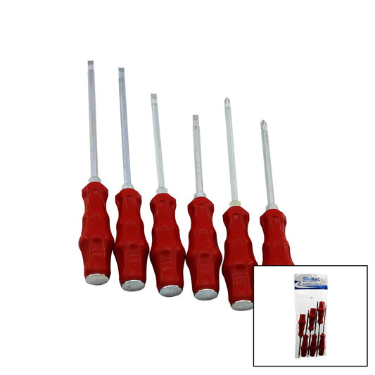 PVC AMBALAJ   KIRMIZI - PLASTİK SAPLI   DARBELİ   6LI SET   ÇİFT TARAFLI  TORNAVİDA TAKIMI (4887)
