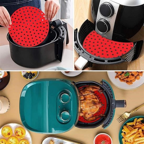 Renkli Isıya Dayanıklı Yıkanılabilir Silikon Fırın Ve Airfryer Yuvarlak Pişirme Matı 20 Cm (4887)