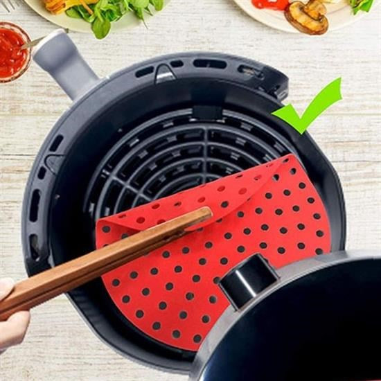 Renkli Isıya Dayanıklı Yıkanılabilir Silikon Fırın Ve Airfryer Yuvarlak Pişirme Matı 20 Cm (4887)