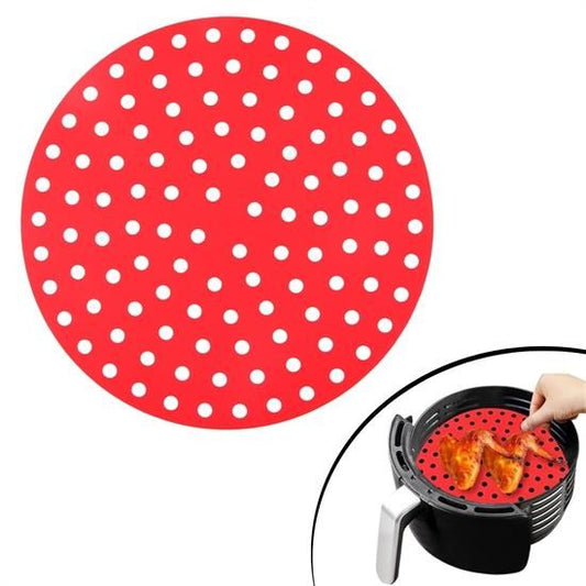 Renkli Isıya Dayanıklı Yıkanılabilir Silikon Fırın Ve Airfryer Yuvarlak Pişirme Matı 23 Cm (4887)