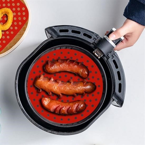 Renkli Isıya Dayanıklı Yıkanılabilir Silikon Fırın Ve Airfryer Yuvarlak Pişirme Matı 23 Cm (4887)