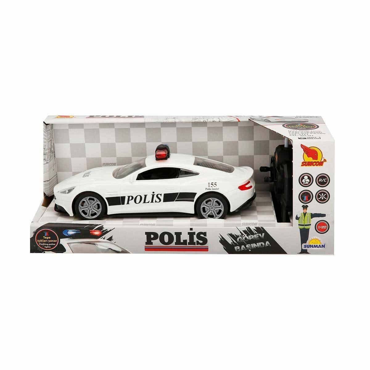 20357 Uzaktan Kumandalı Suncon Işıklı Polis Arabası 21 cm - 1 Adet Stokta Olan Gönderilir