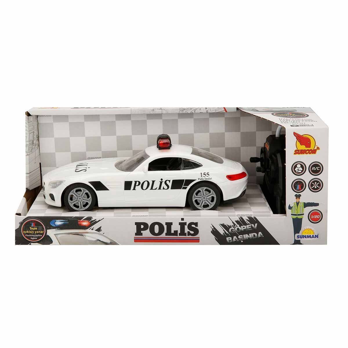 20357 Uzaktan Kumandalı Suncon Işıklı Polis Arabası 21 cm - 1 Adet Stokta Olan Gönderilir