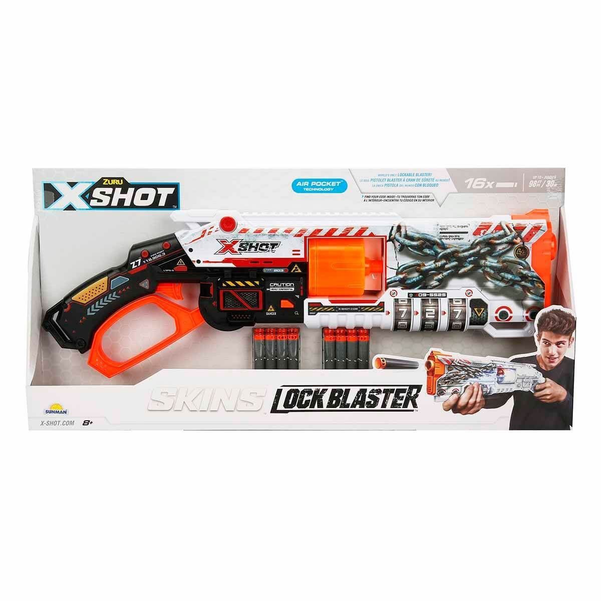 36606 X-Shot Skins Lock Blaster 16 Mermili Sünger Dart Atan Silah 56 cm