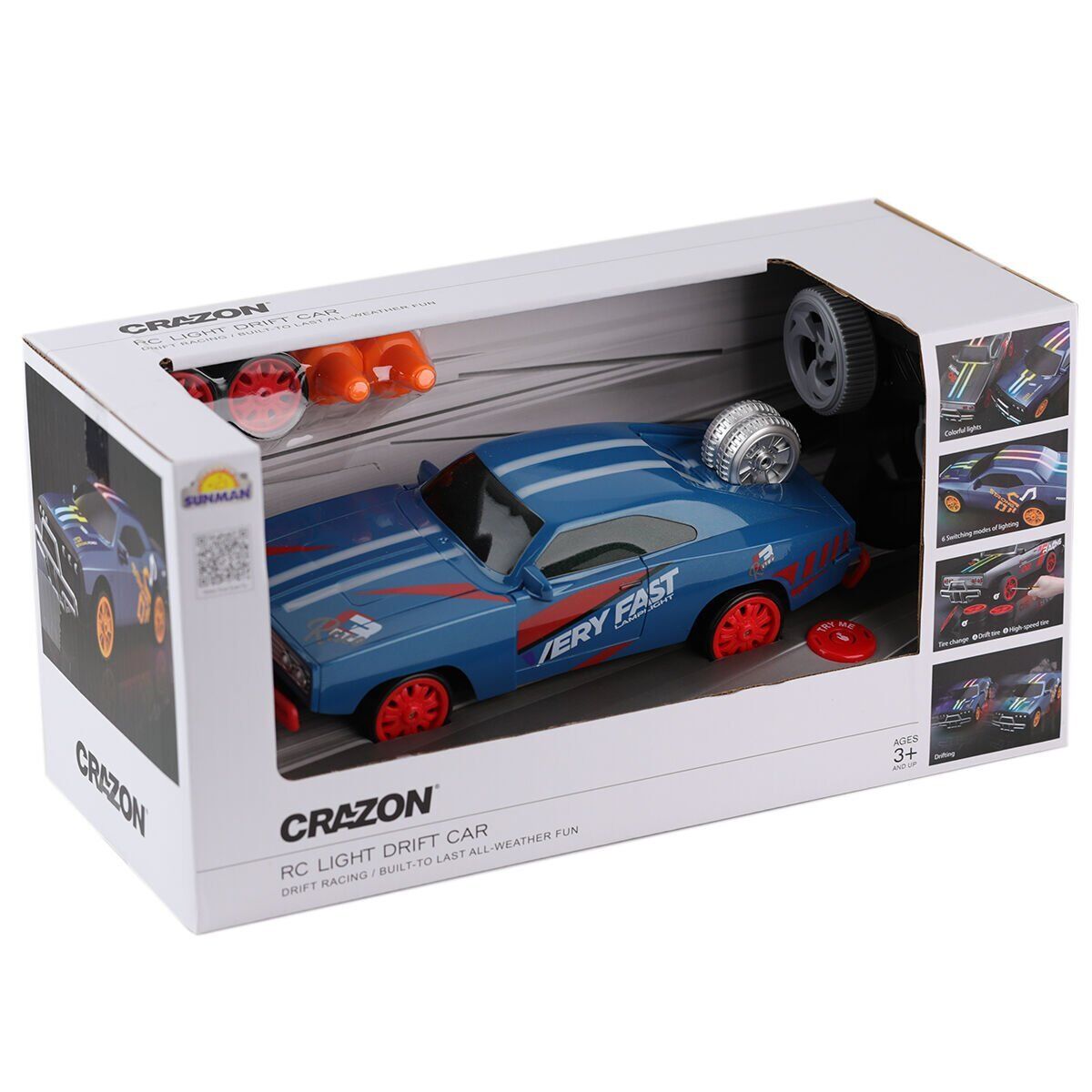 5016 SUN-YFN-CRN-RC ARABA DRİFT FF YEDEK TEKERLEK KUKALI IŞIKLI 7 4V USB 2A