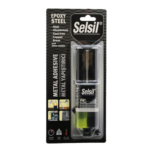 SELSİL EPOXY STEEL METAL ŞIRINGA EPOKSİ YAPIŞTIRICI 28GR. METAL - ÇELİK - ALÜMİNYUM - AHŞAP - PLASTİK (4887)