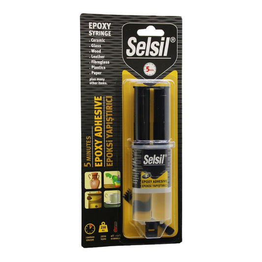 SELSİL EPOXY SYRINGE ADHESİVE ŞIRINGA EPOKSİ YAPIŞTIRICI 28GR. ALÜMİNYUM - CAM - PORSELEN - SERAMİK - AHŞAP - METAL (4887)