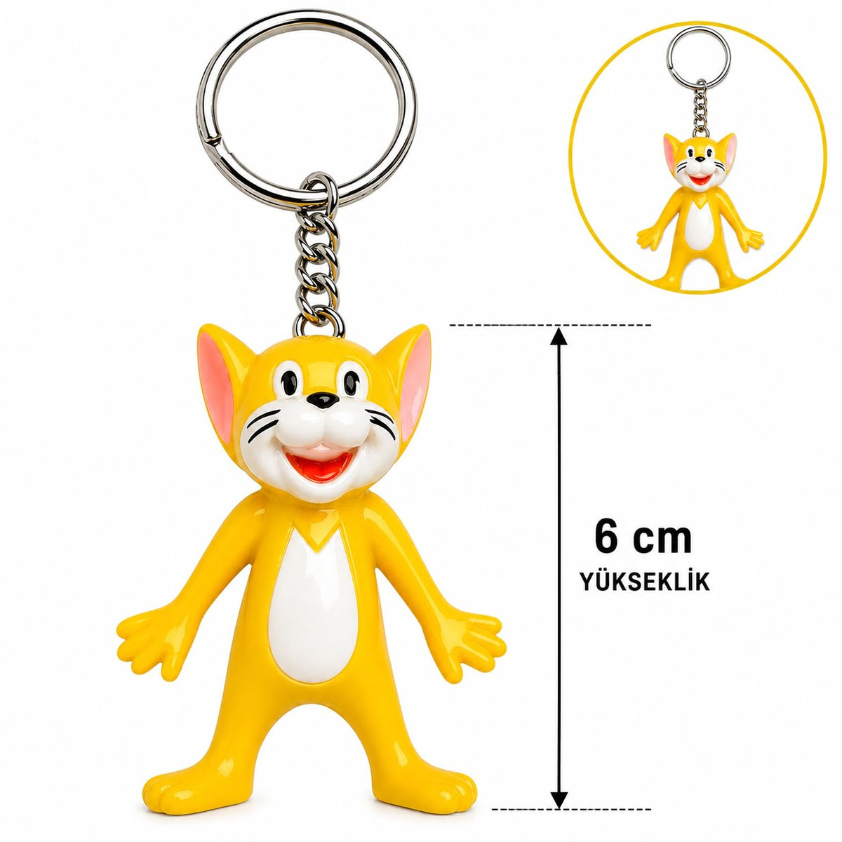 Sevimli Sarı Kedi Figürlü Anahtarlık 6 Cm (4887)