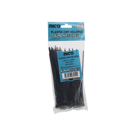 SİYAH   3.6X150MM  PLASTİK CIRT KELEPÇE  100PCS (4887)