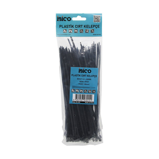 SİYAH   3.6X200MM  PLASTİK CIRT KELEPÇE  100PCS (4887)
