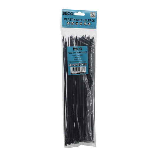 SİYAH   3.6X300MM  PLASTİK CIRT KELEPÇE  100PCS (4887)