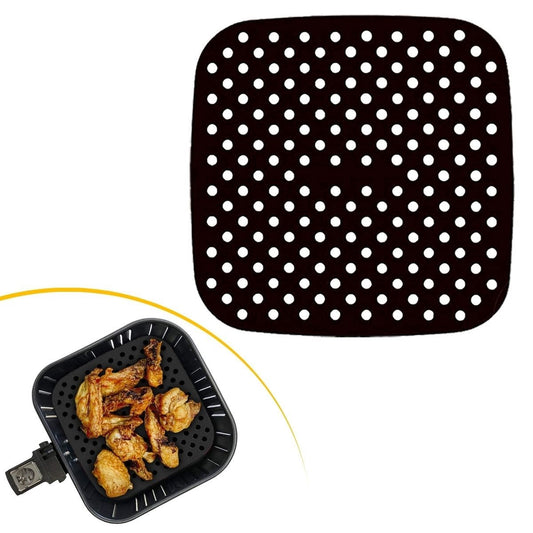 Siyah Isıya Dayanıklı Yıkanılabilir Silikon Fırın Ve Airfryer Kare Model Pişirme Matı 21,5 Cm (4887)