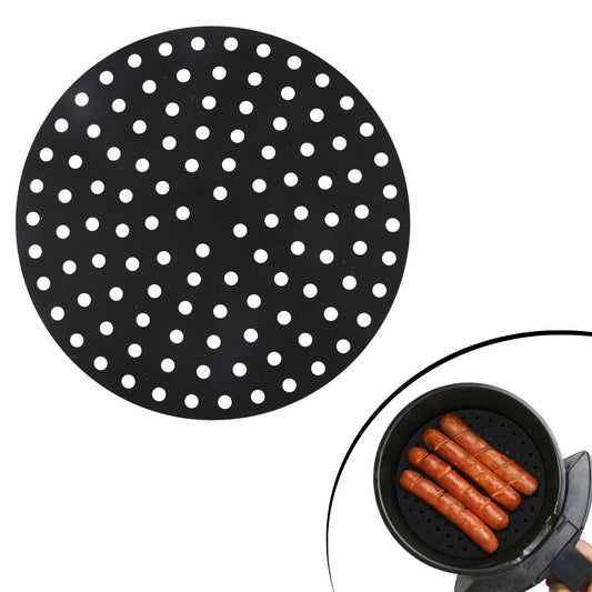 Siyah Isıya Dayanıklı Yıkanılabilir Silikon Fırın Ve Airfryer Yuvarlak Model Pişirme Matı 23 Cm (4887)