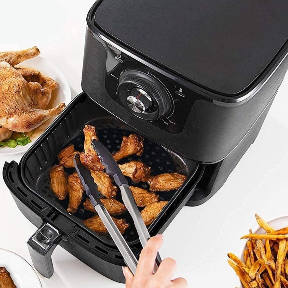Siyah Isıya Dayanıklı Yıkanılabilir Silikon Fırın Ve Airfryer Yuvarlak Model Pişirme Matı 23 Cm (4887)