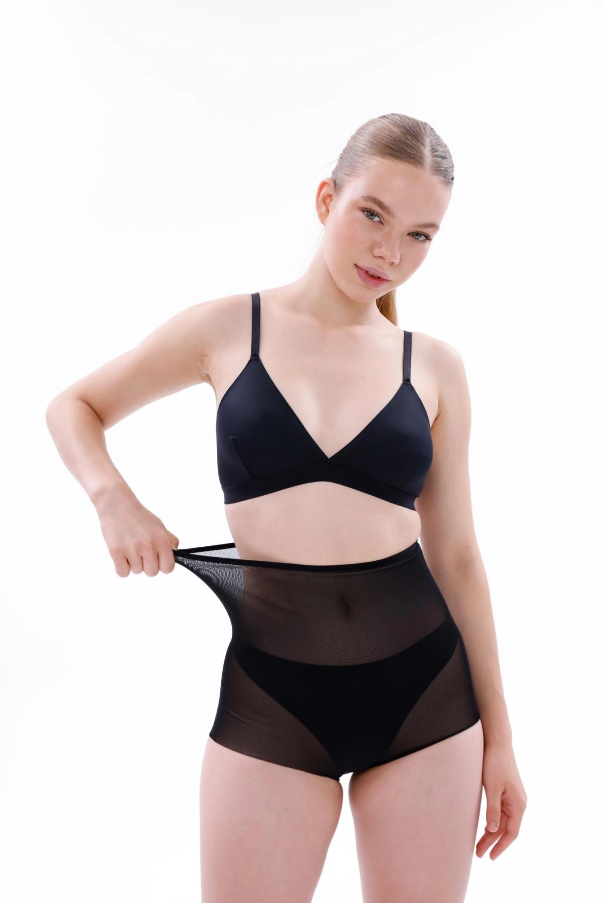 Lazer Tül Toparlayıcı Slip Hayalet Külot Korse - Siyah - KLBN30836