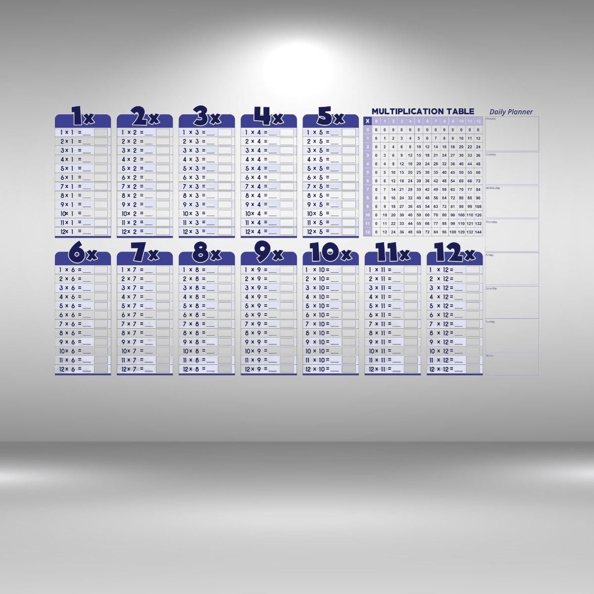 Statik Akıllı Kağıt Ingilizce Çarpım Tablosu 100x56 Cm (4887)