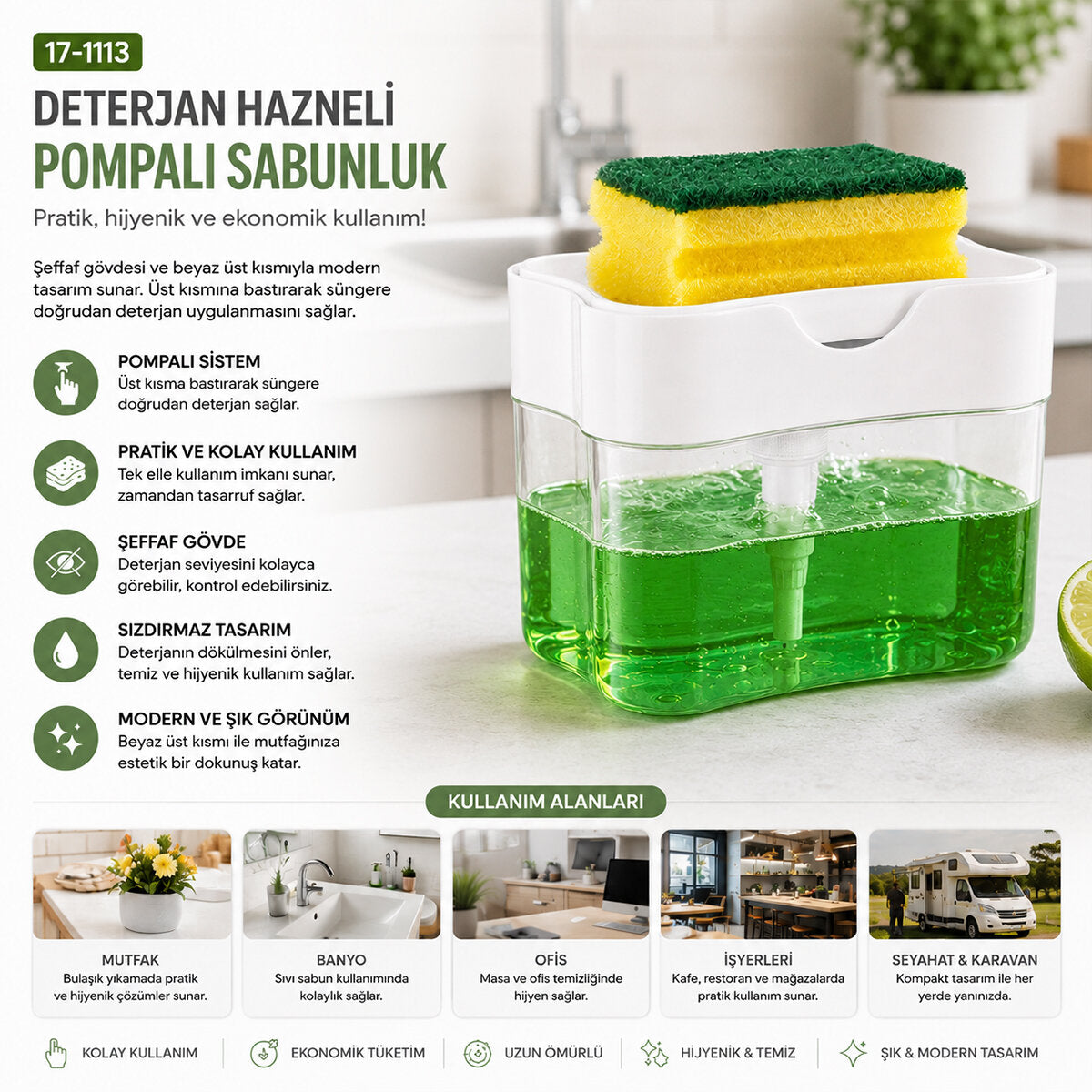SÜNGER HEDİYELİ DETERJAN HAZNELİ POMPALI SÜNGERMATİK (4887)