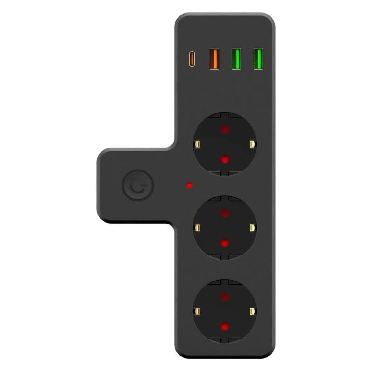 Termal Akım Korumalı 3 Adet Soket,3 Adet USB ve 1 Adet Type-C Girişli 20w Priz Model 3397 (4887)