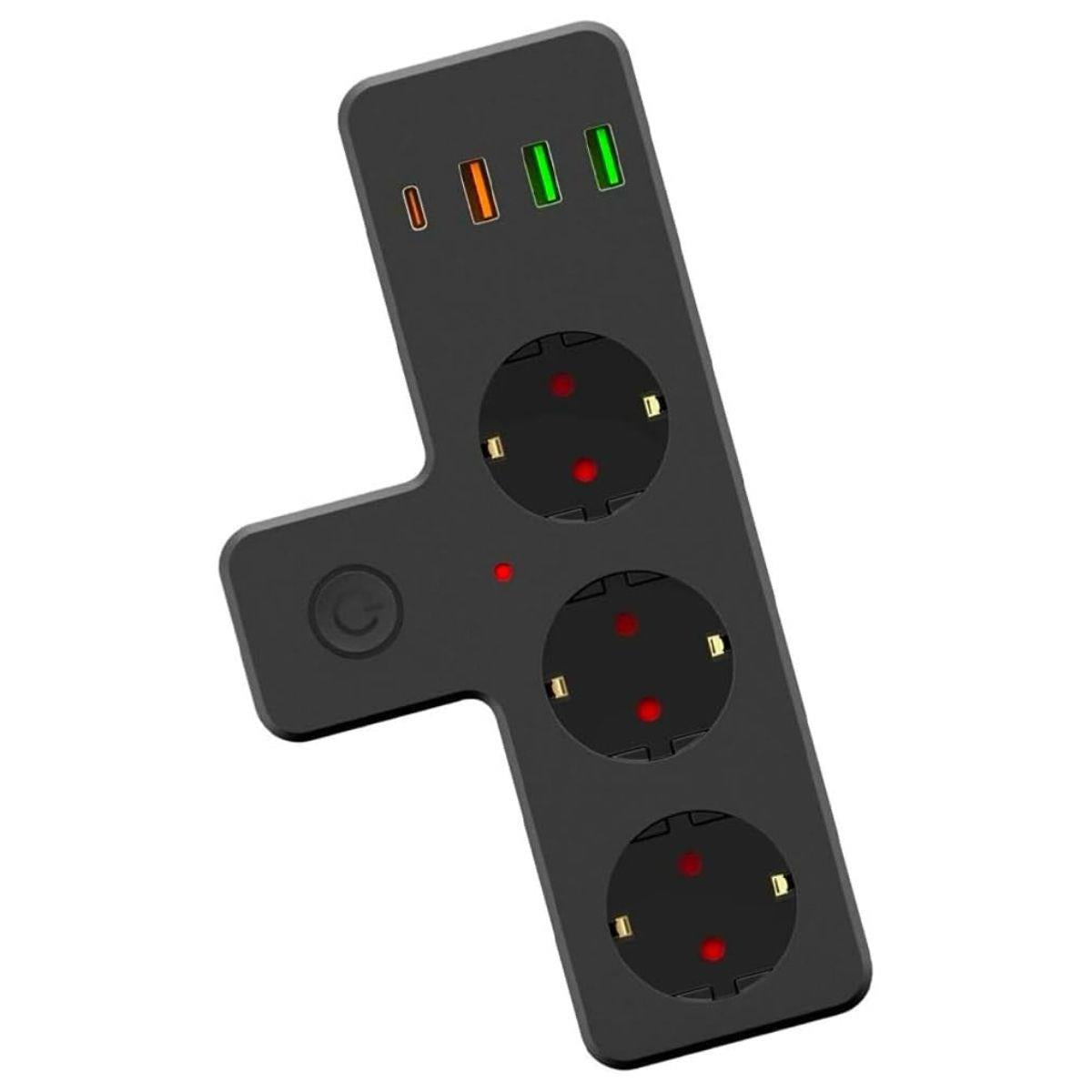 Termal Akım Korumalı 3 Adet Soket,3 Adet USB ve 1 Adet Type-C Girişli 20w Priz Model 3397 (4887)