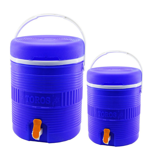 TOROS  2Lİ SET=14+6LT   YUVARLAK   TERMOS   MAVİ PLASTİK  MUSLUKLU - TAŞIMA KULPLU BRKT-501575 (4887)