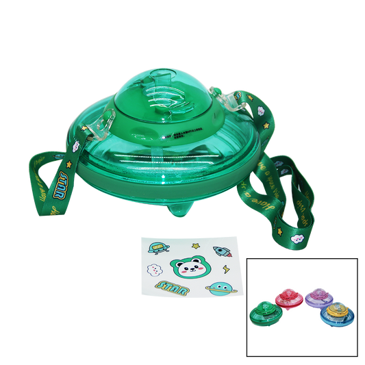 UFO MODELİ RENKLİ MİKA KRİSTAL SULUK MATARA PİPETLİ - TAŞIMA ASKILI 550ML ( HERHANGİ BİR RENK  GÖNDERİLİR )  (4887)