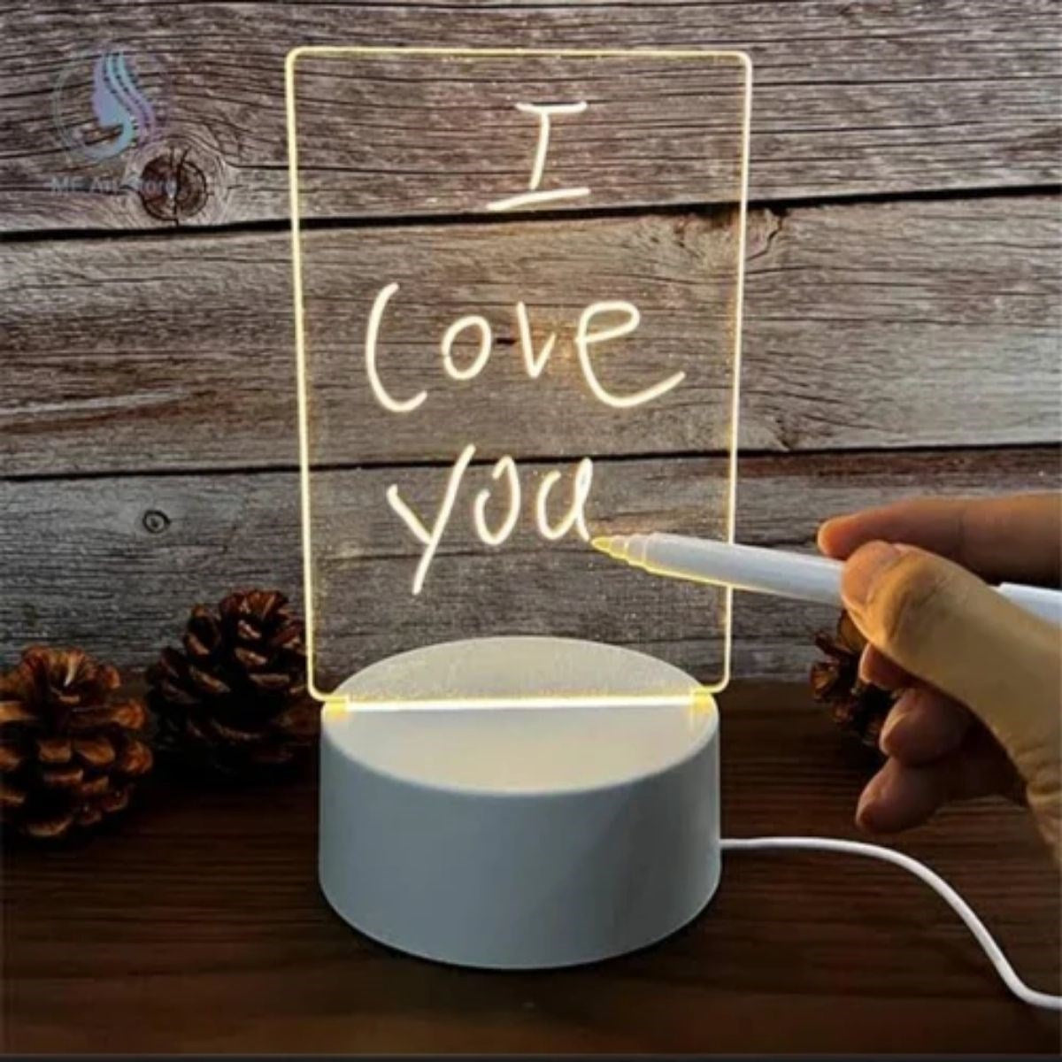USB Kablolu Işıklı Kendiliğinden Beyaz Kalemli-Silgili Kreatif 3D Görselleştirme LED Lambası (4887)
