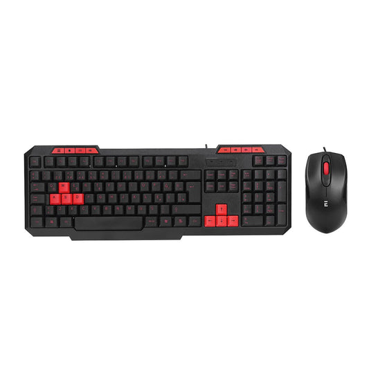 USB KABLOLU KLAVYE - MOUSE SET KIRMIZI TUŞLU Q KLAVYE 1600DPI MOUSE (4887)