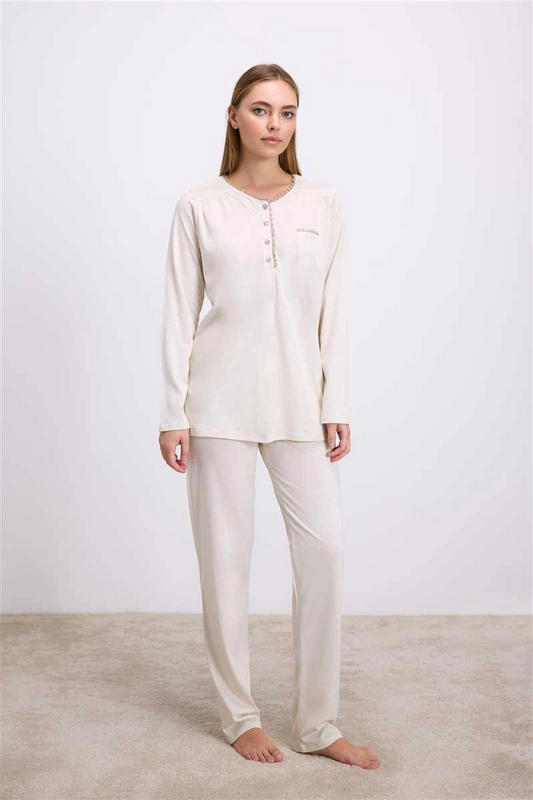 Uzun Kollu T-Shirt ve Pantolon Pijama Takım - KLBN28612