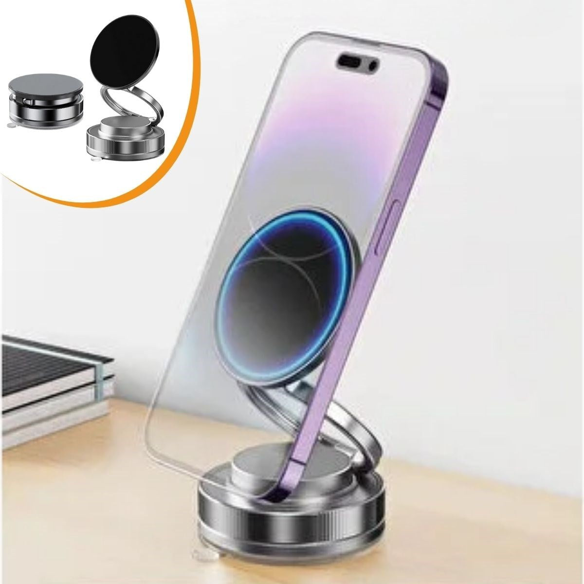 Vakumlu Manyetik Telefon Tutucu – Güçlü Vakum 360 Derece Döner Araç İçi Telefon Standı, Ultra Sabit Manyetik Destekli Mobil Cihaz Aparatı (4887)