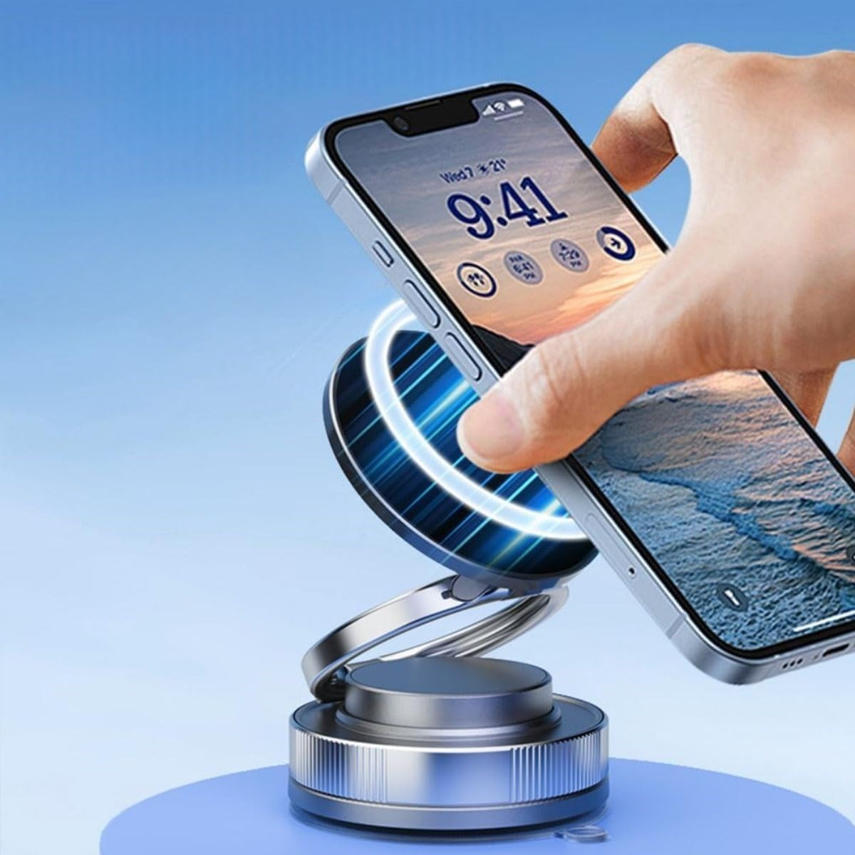 Vakumlu Manyetik Telefon Tutucu – Güçlü Vakum 360 Derece Döner Araç İçi Telefon Standı, Ultra Sabit Manyetik Destekli Mobil Cihaz Aparatı (4887)