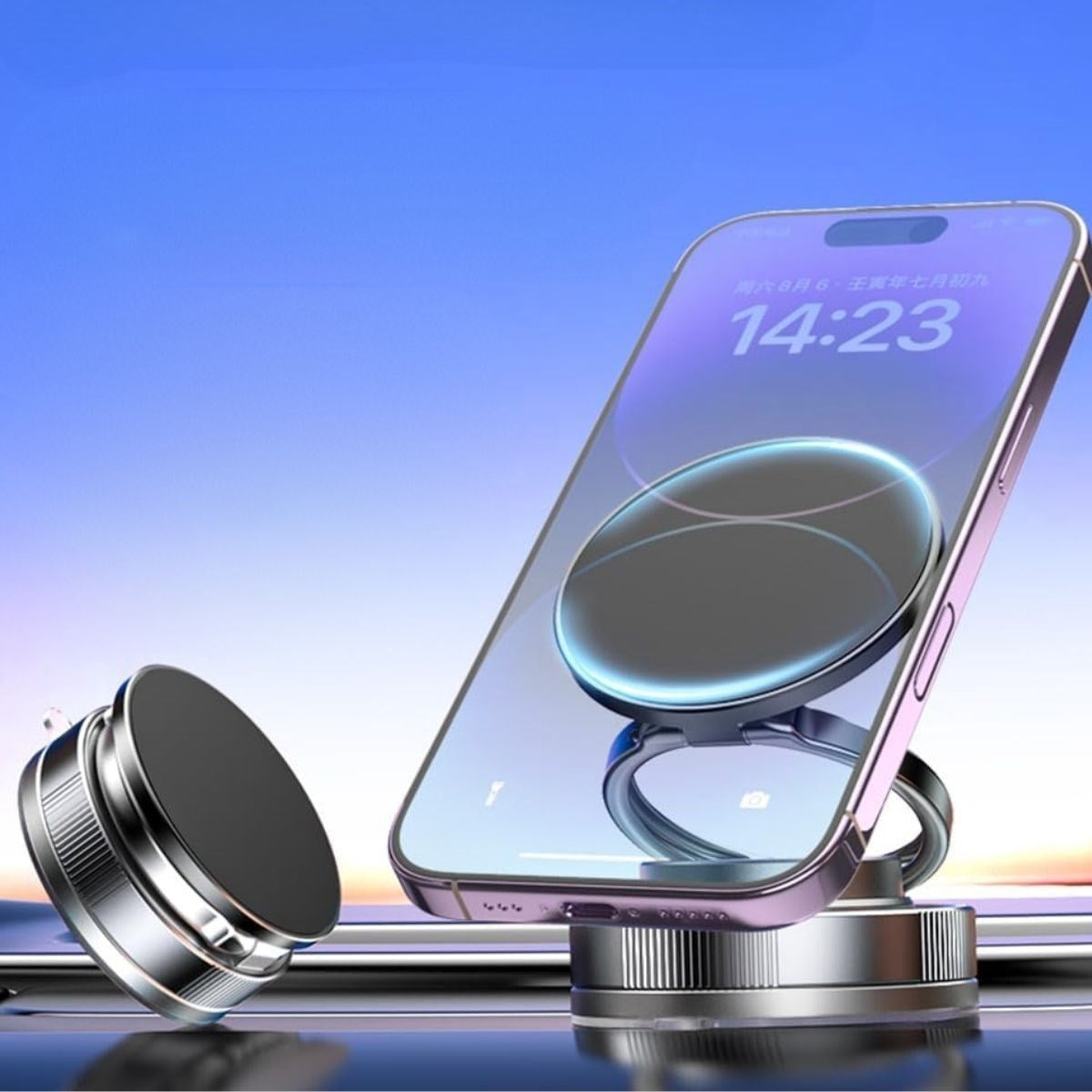 Vakumlu Manyetik Telefon Tutucu – Güçlü Vakum 360 Derece Döner Araç İçi Telefon Standı, Ultra Sabit Manyetik Destekli Mobil Cihaz Aparatı (4887)