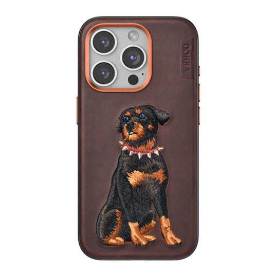 Venco Apple iPhone 15 Pro Perma Desenli Kapak - Koyu Kahve