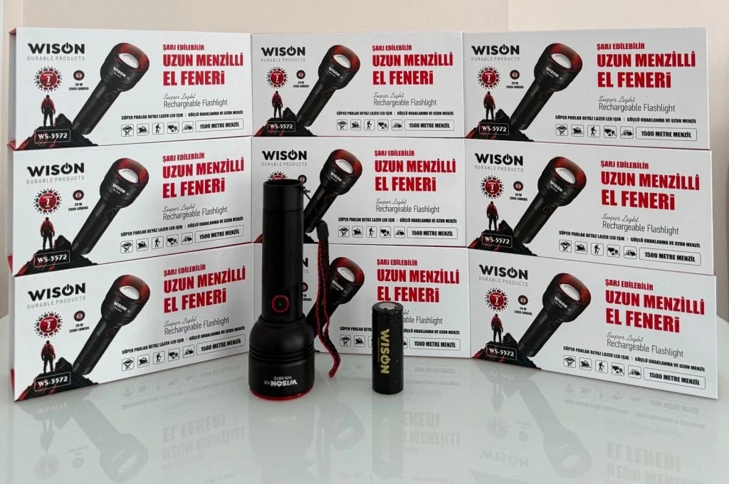 WISON WS-5572 20W Uzun Menzilli Şarjlı Metal El Feneri (4887)