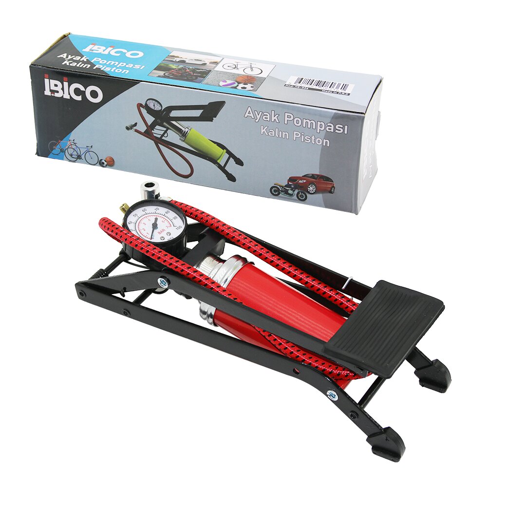 YATAY MODEL KALIN PİSTONLU AYAK POMPASI OTO-ARAÇ - BİSİKLET-MOTOR LASTİK - TOP - ŞİŞME YATAK-HAVUZ (4887)
