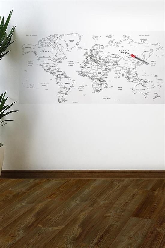 Yazılabilir Dünya Haritası Manyetik Duvar Stickerı 110 x 56 cm (4887)