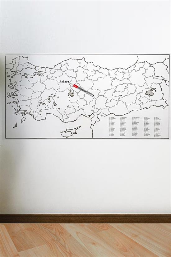 Yazılabilir Türkiye Haritası Manyetik Duvar Stickerı 110 x 56 cm (4887)